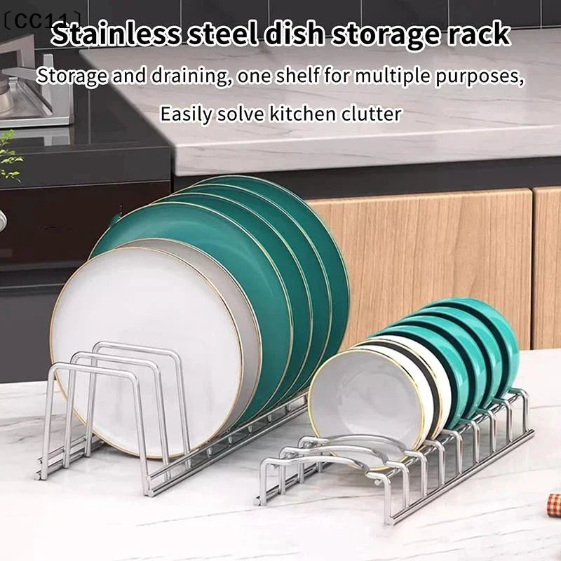 Stainless Steel Dish Drying Rack Bowl Plate Pot Cover Kitchen Storage Qme