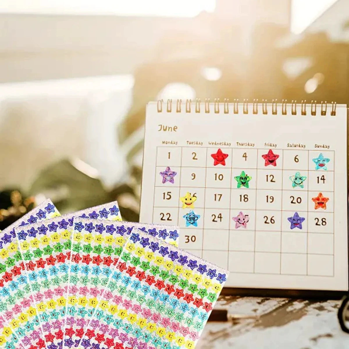 10 Pack,Star Expression Laser Stickers for Reward, Behavior Chart, School Classroom Student Teacher Supplies, 1CM Diameter Qme