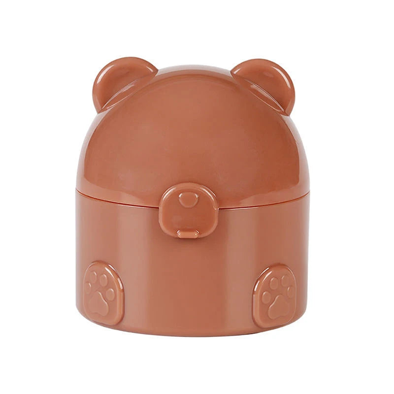 Multifunctional Bear Shape Empty Box Baby Powder Sub-bottling Storage Qme Dark Coffer