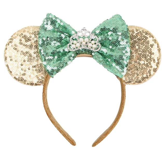 New Glitter Crown Castle Hairband Girls Princess Party Headwear Sequins Mouse Ears Bow Headband Hair Accessories Kids Boutique Qme Headband 3