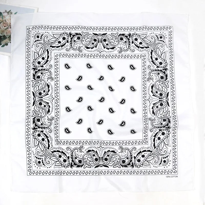 70 Unisex Women 100 Cotton Black Hip-hop Paisley Large Bandana Scarf Qme wihte-a China Mainland