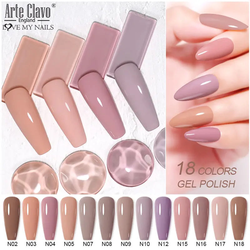 Arte Clavo15ml Gel Nail Polish Art Nude Colors Colorful Soak Off UV Qme
