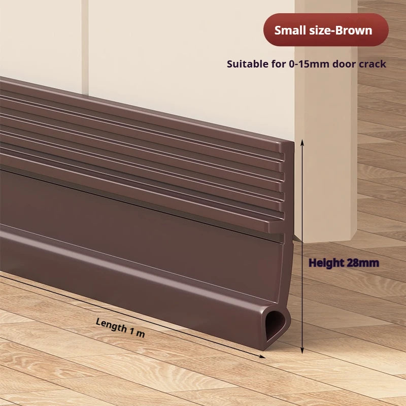 1M Self-Adhesive Windproof Door Bottom Seal Strip Double Dustproof Free-Cutting TPE 4 Colors Under Door Weatherstrip Qme S brown 1M