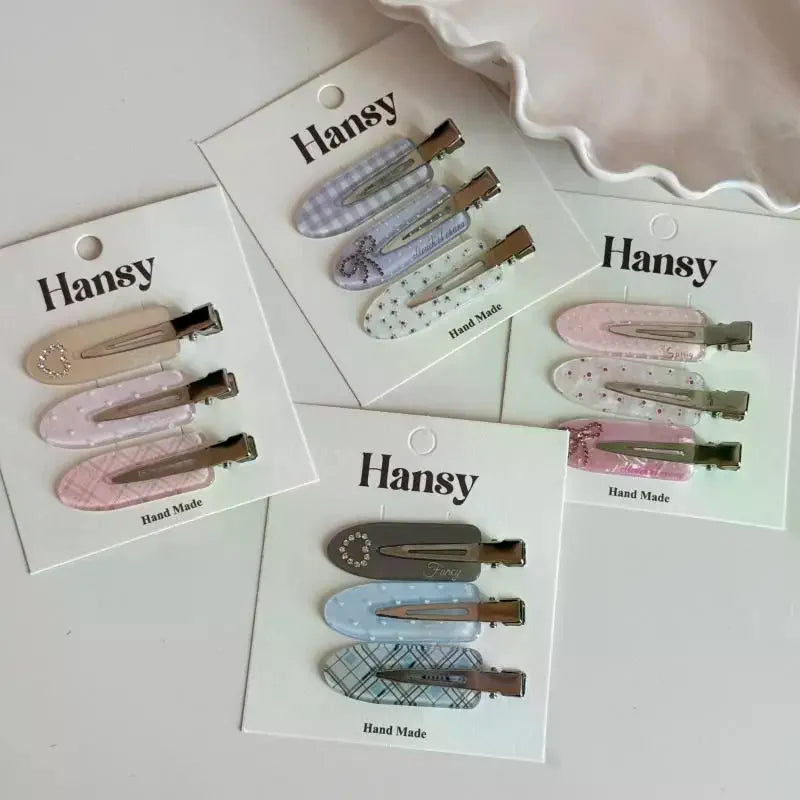 Korean Sweet Love Rhinestone Hairpin Side Bangs Clip Cute Seamless Qme