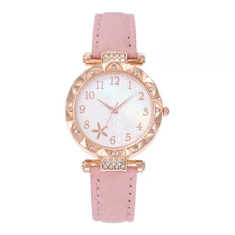 1pcs versatile and fashionable quartz watch with starfish personality and compact surface, paired with 5pcs hollow heart set Qme