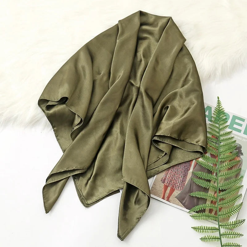 90 Big Headwraps Solid Colors Neckerchief Hijab Women Satin Headband Qme A24