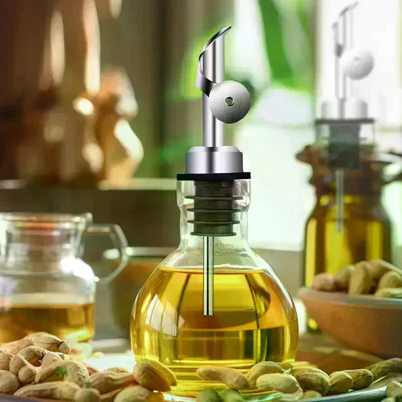 Stainless Steel Bottle Stopper Pourer With Funnel Stainless Steel Oil Bottle Stopper Leakproof Olive Oil Dispenser Cooking Tools Qme