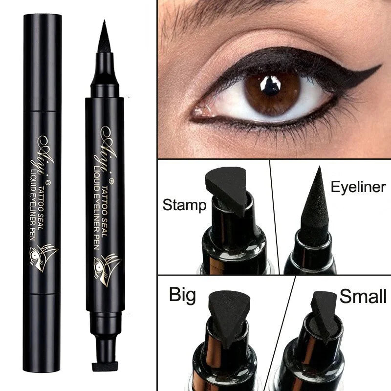Double-ended Waterproof Eyeliner Stamp Pen Fast-drying Smudge-proof Qme