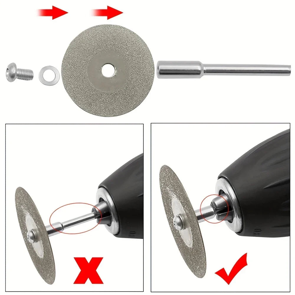 Mini diamond cutting set - Enhance your rotating accessories with tools such as circular saw blades and grinding wheels! Qme