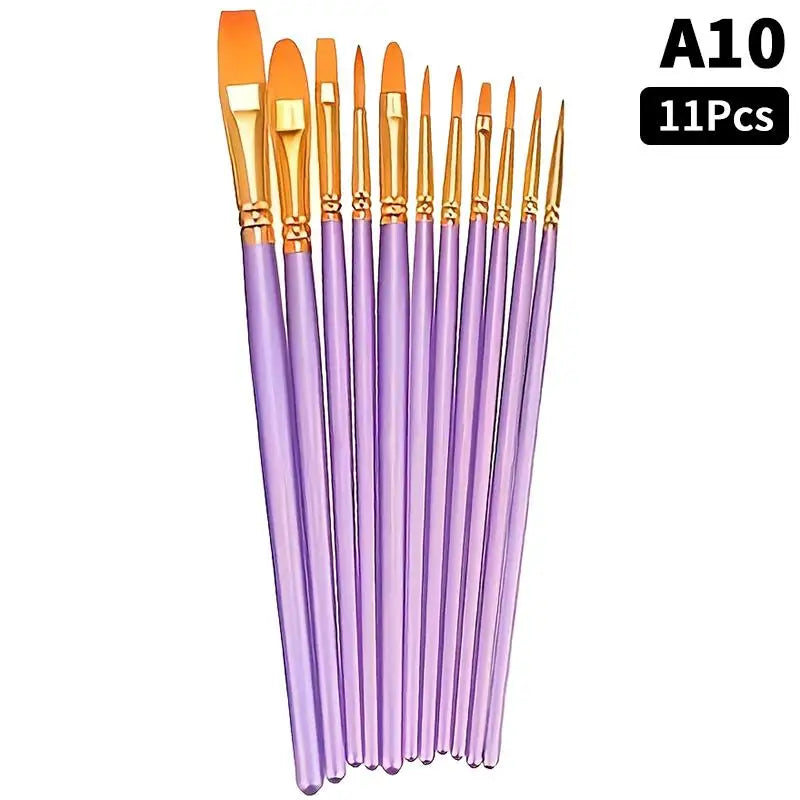 Detail Painting Brushes Professional Round Flat Nylon Hair Watercolor Qme A10