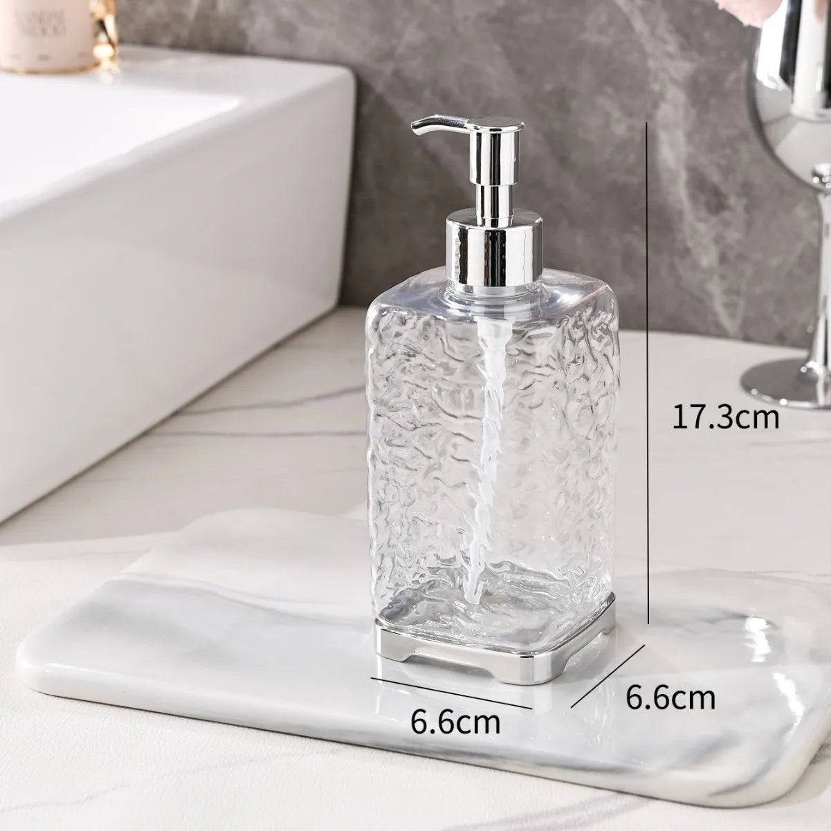 2-Piece Press-type Travel Dispenser Bottle,Foaming Bottle for Bathroom Shampoo Shower Gel Hand Soap,Toiletries Storage Container Qme WhiteTexture-Square 2PCS