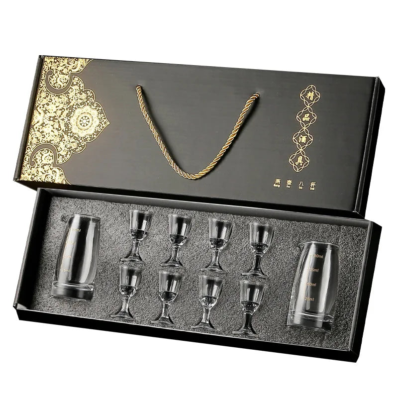 Crystal Glass Wine Splitter Set Short Cup Set Liquor Glass Wine Dispenser Vodka Brandy Chinese Wine Glasses Cup Gift for Man Qme