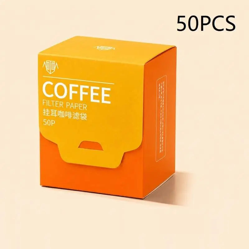 25 Disposable Hanging Ear Coffee Filters Food Grade Portable Espresso Qme 50PCS