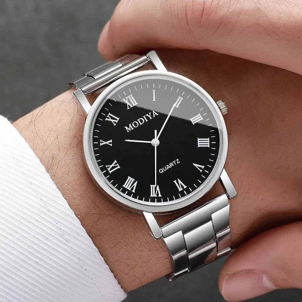 4 Pçs/set Moda Masculina Relógios de Negócios Simples Roma Dial Relógio de Pulso de Quartzo Conjunto de Jóias Reloj Hombre Qme