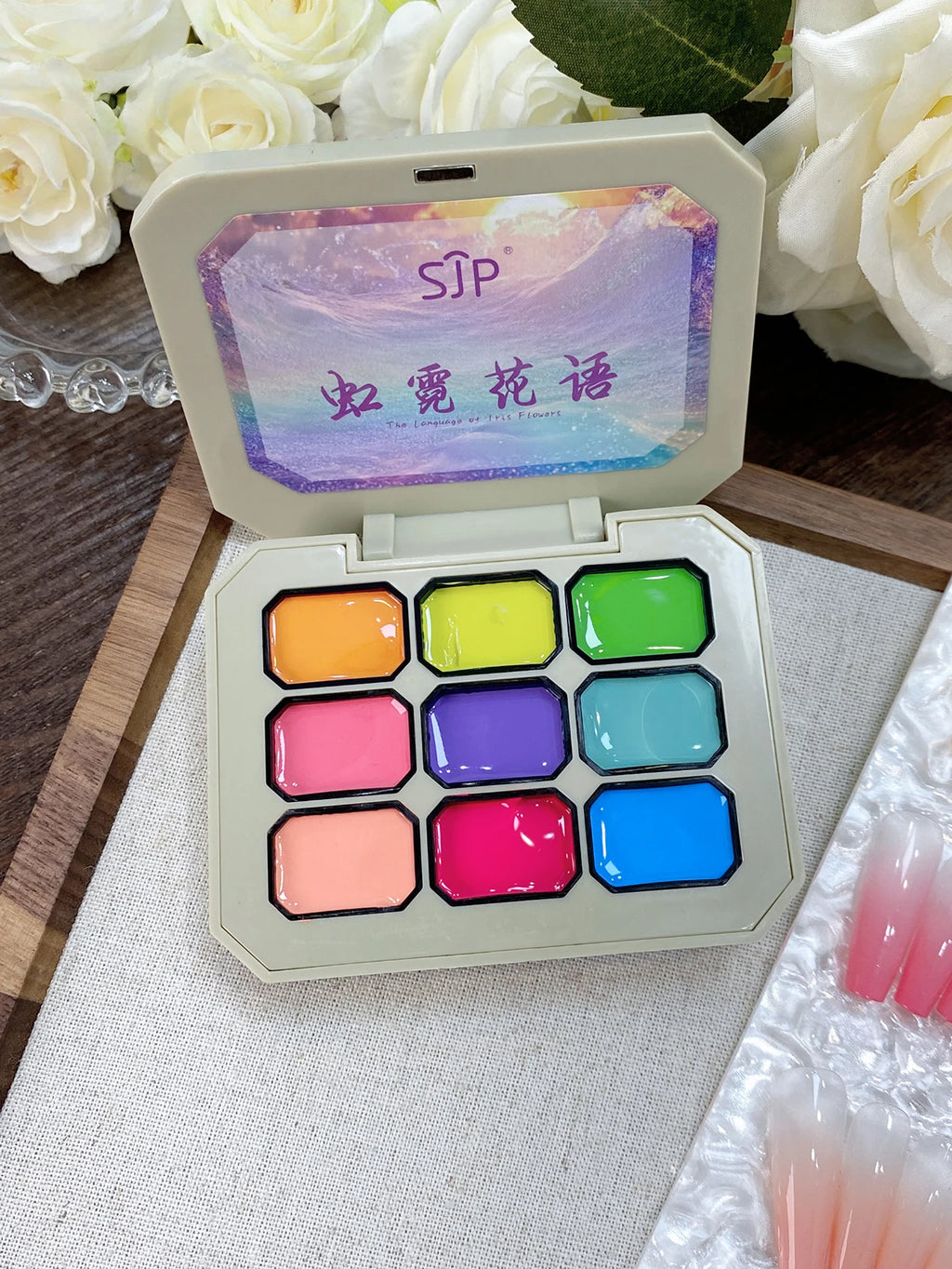 9 Colors Rainbow Language Patting Poilsh Smudge Canned Saturation Qme