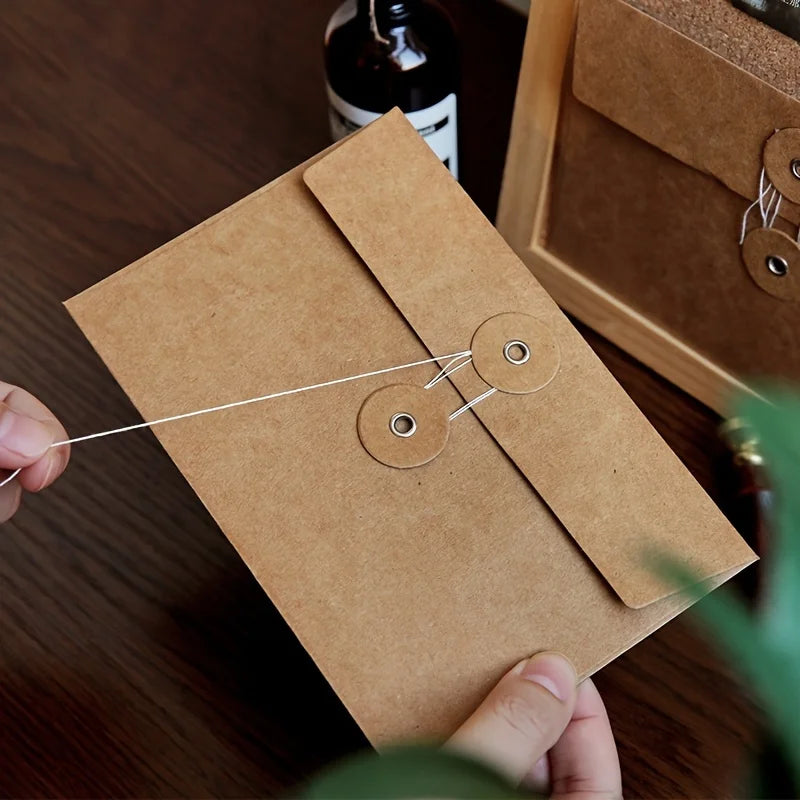 Set of 20 Retro-Style Brown Kraft Paper Envelopes Measuring Qme