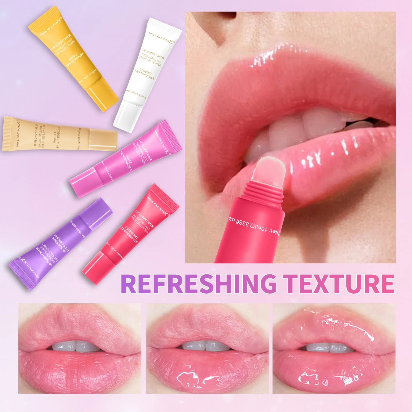 6-piece fruit flavored lip gloss set, moisturizing lip oil, glossy hydration, the best choice for women's holiday gifts Qme
