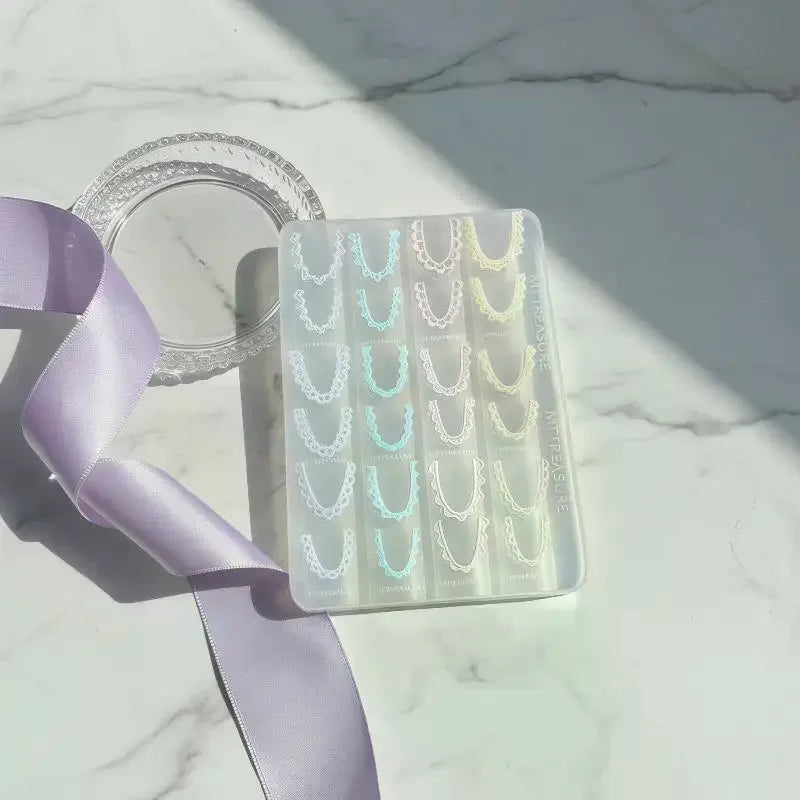 Silicone 3D Bow Lace Chain Nail Mold Durable DIY Resin Charm Making Qme