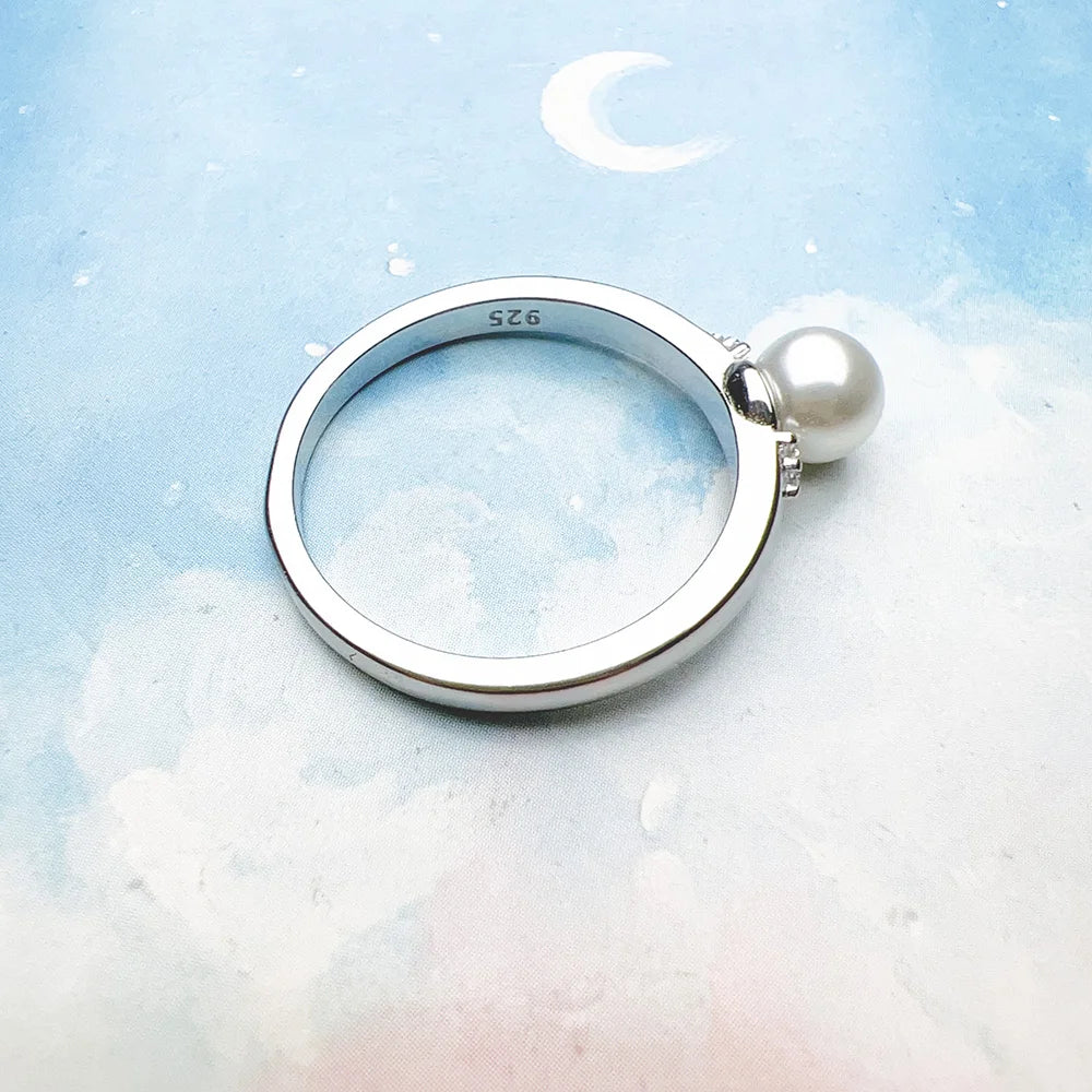 Pearl And Zircon Ring Europe Style Brand New Glam Fine Jewerly For Women Spring 925 Sterling Silver Trendy Gift Qme
