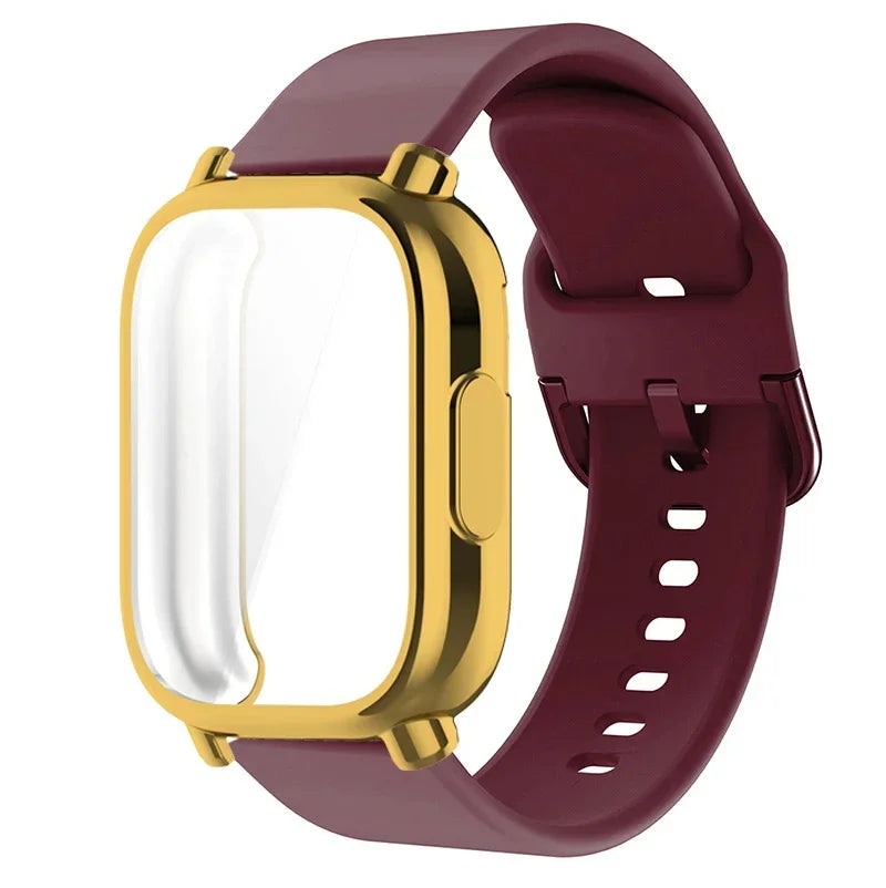 Protector Case+Silicone Strap For Xiaomi Redmi Watch 5 active/5 Lite Full Cover Screen TPU Soft Shell and Breathable Sport Band Qme