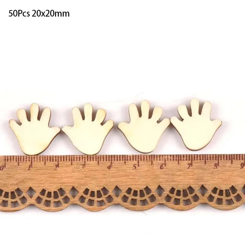 50pcs Unfinished Wooden Ornaments For Scrapbooking Hand Shape Wood Slices DIY Crafts Handmade Home Decoration Accessories m0994 Qme