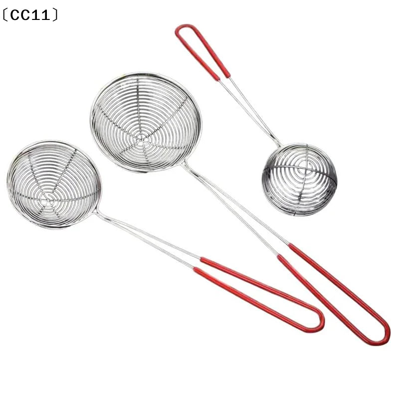 Stainless Steel Spider Strainer Heat Resistant Non-slip Red Handles Qme