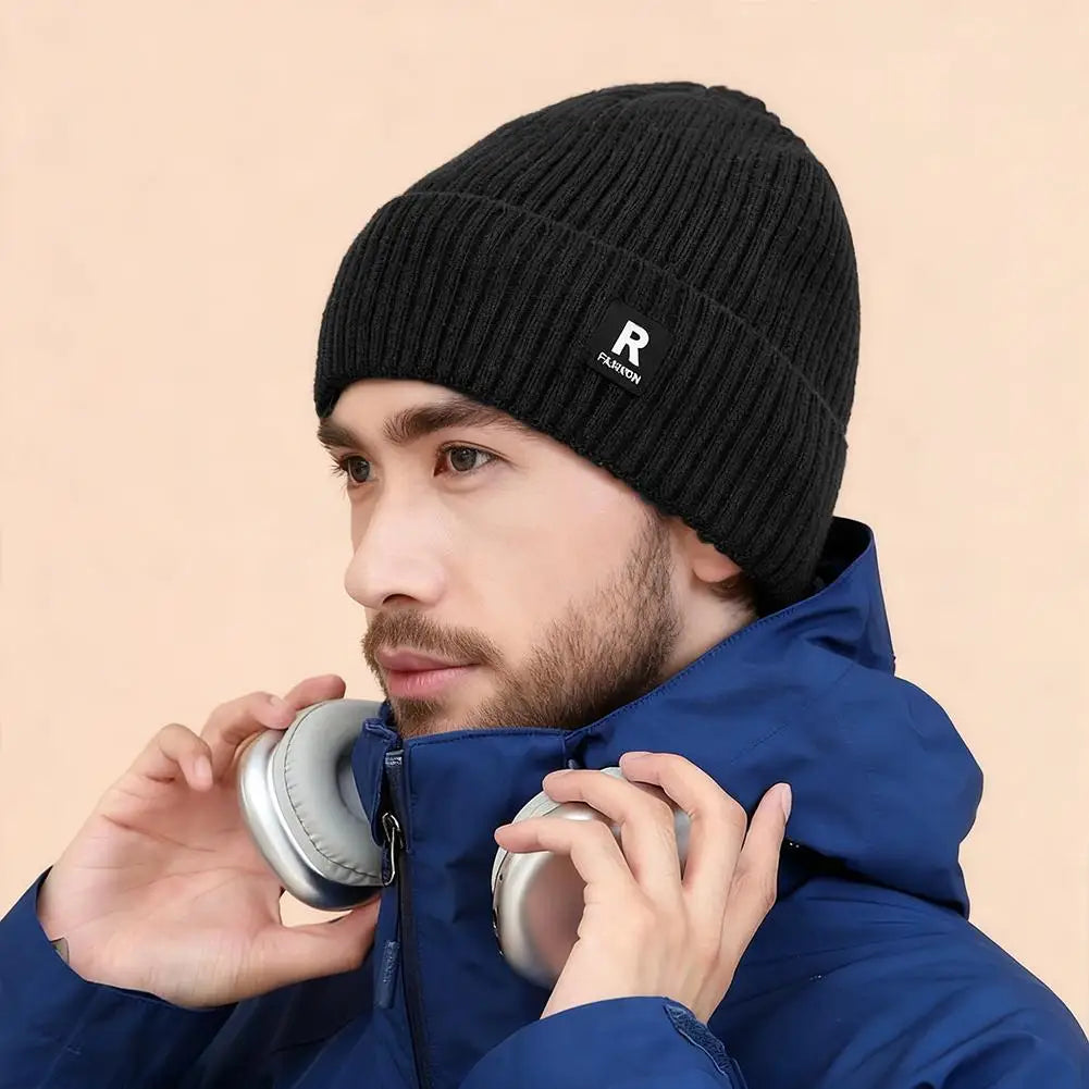 Winter Thick Beanie Hat Fleece Lined Men Women Solid Knitted Wool Qme