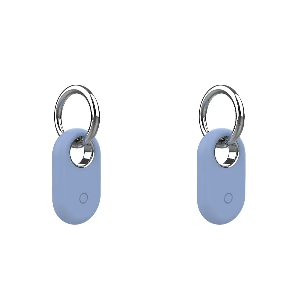 For Samsung Galaxy SmartTag 2 Locator Tracker Case Keychain Anti-Scratch Protective Skin Cover For Smart Tag Tracker Holder Qme 2PCS Light Blue