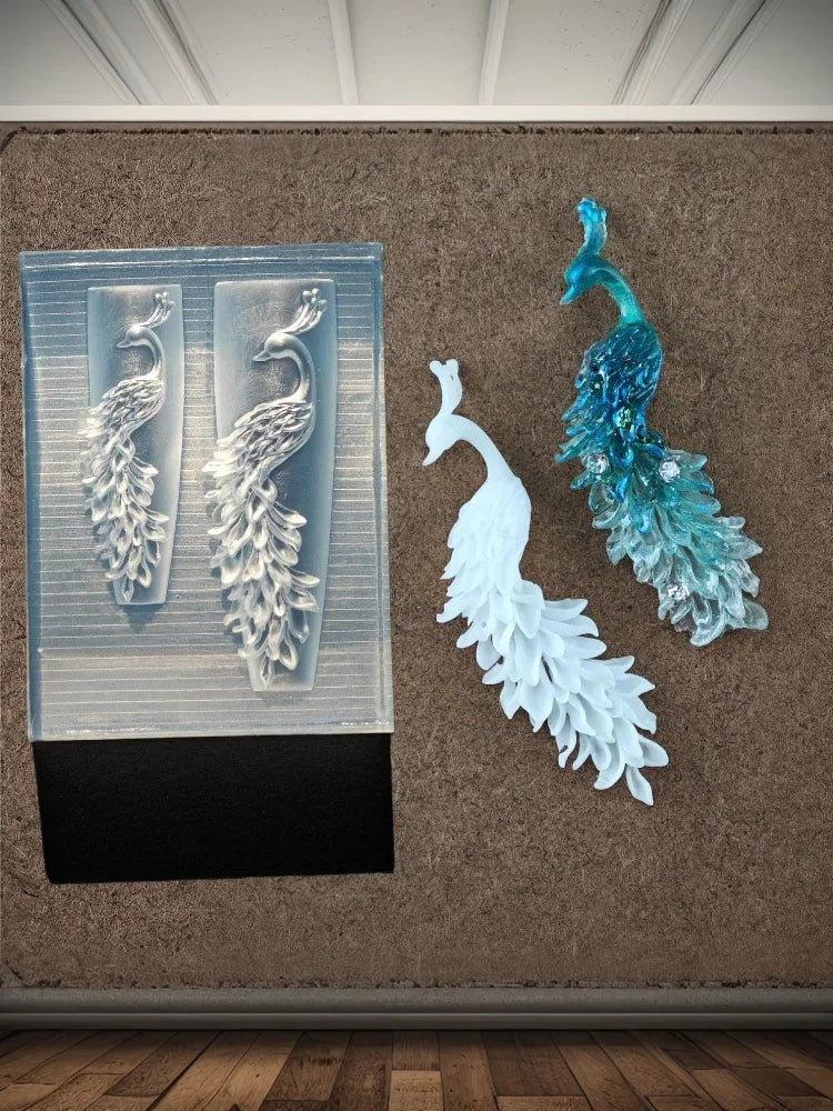 3D DIY Nail Art Decoration Peacock Silicone Mold Transparent Manicure Qme