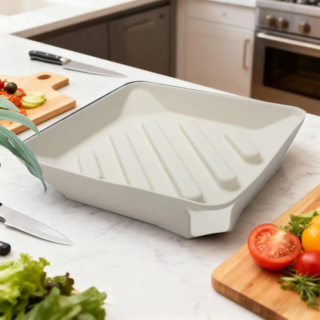 Dish Drying Mat Silicone Storage Organizer Non-Slip Drain Pad With Spout For Counter Bathroom Sink Side Utility Room Apartment Qme