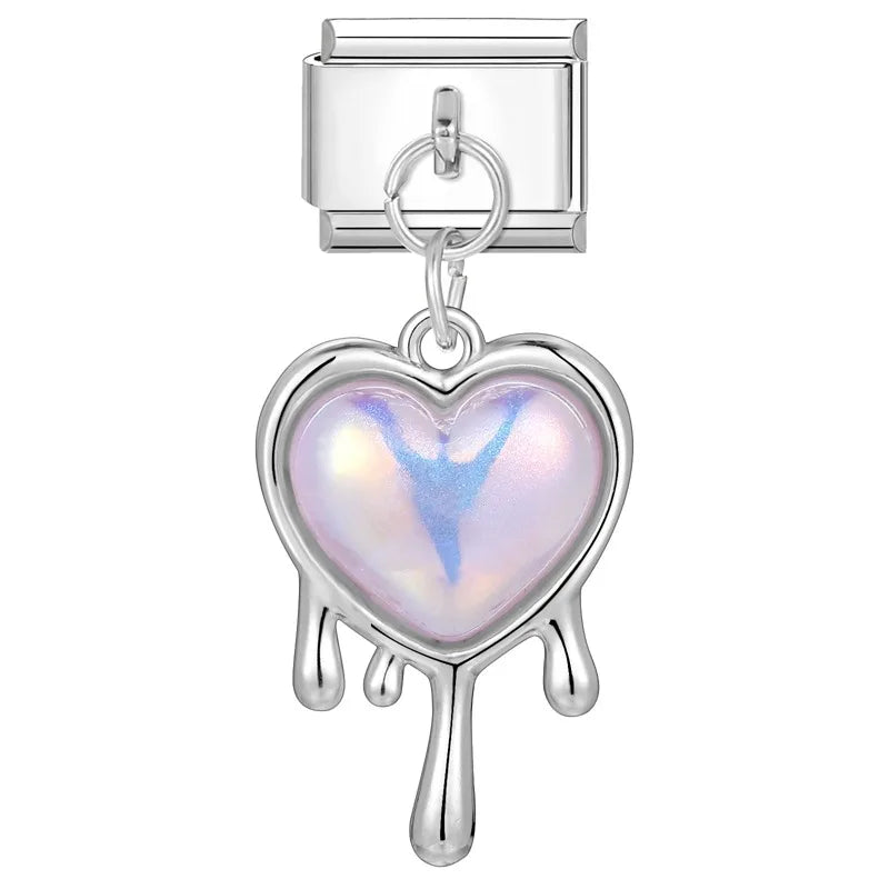 Beautiful Natural Scenery Heart Cave Pattern Shiny Zircon Italian Charm Fit 9mm Stainless Steel Jewelry Make Bead DIY Bracelet Qme S 38