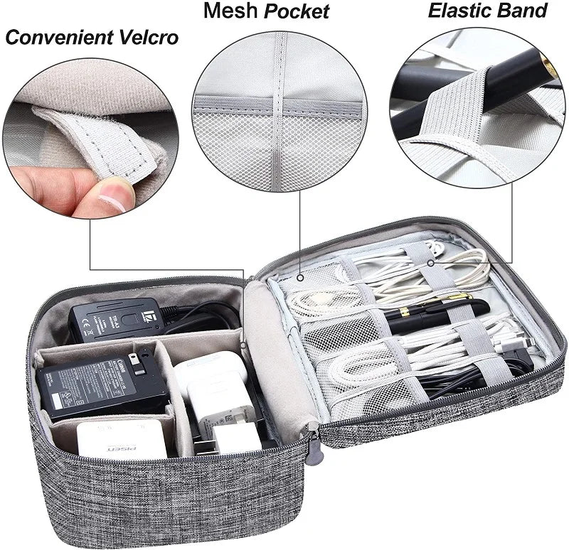 Cable Storage Bag Waterproof Digital Electronic Organizer Portable USB Data Line Charger Plug Storage Bag Travel Cable Organizer Qme
