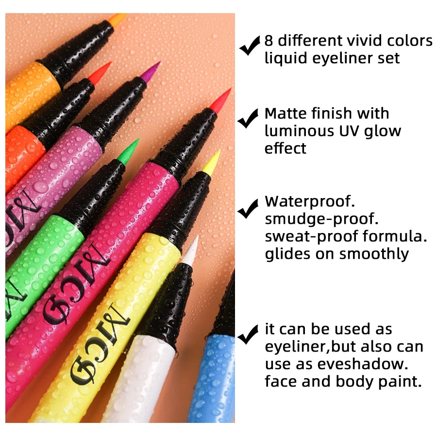 8 Colors Face Body Painting UV Light Neon Paint Art Makeup Blue Green Qme