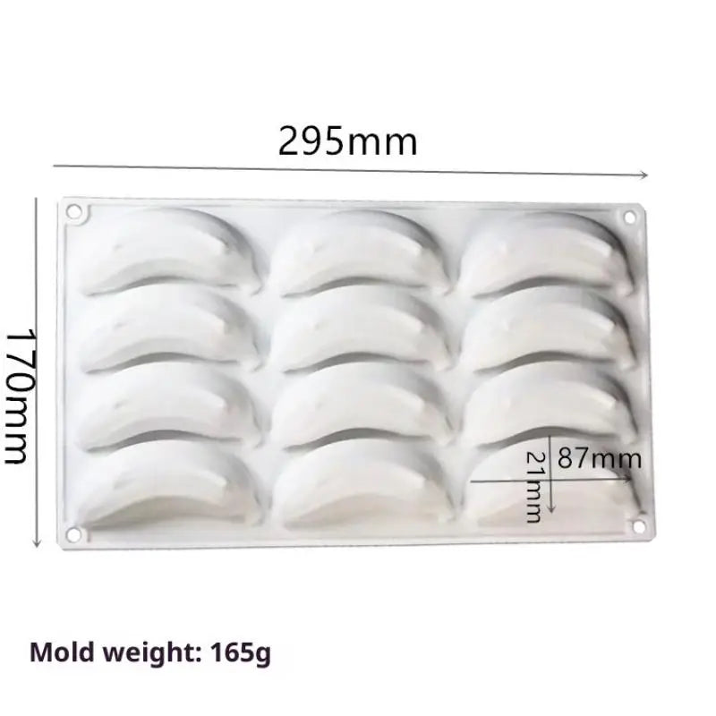 12 Cells Banana Design Food Grade Silicone Cake Molds Fruit Mousse Qme A1