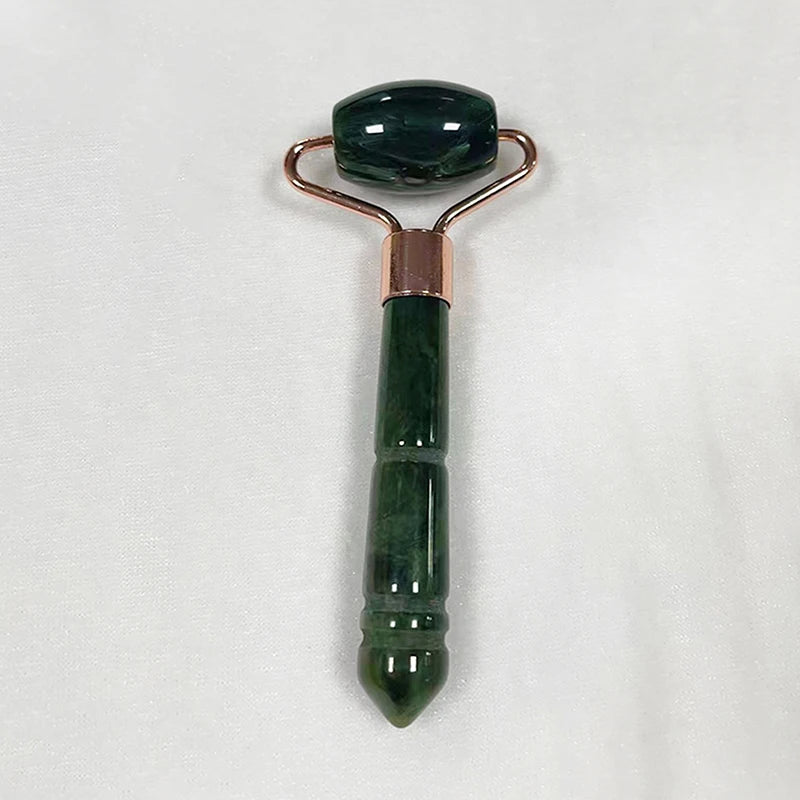Single Headed Massage Gua Sha Jade Facial Roller Face Lift Up Skin Qme Army green
