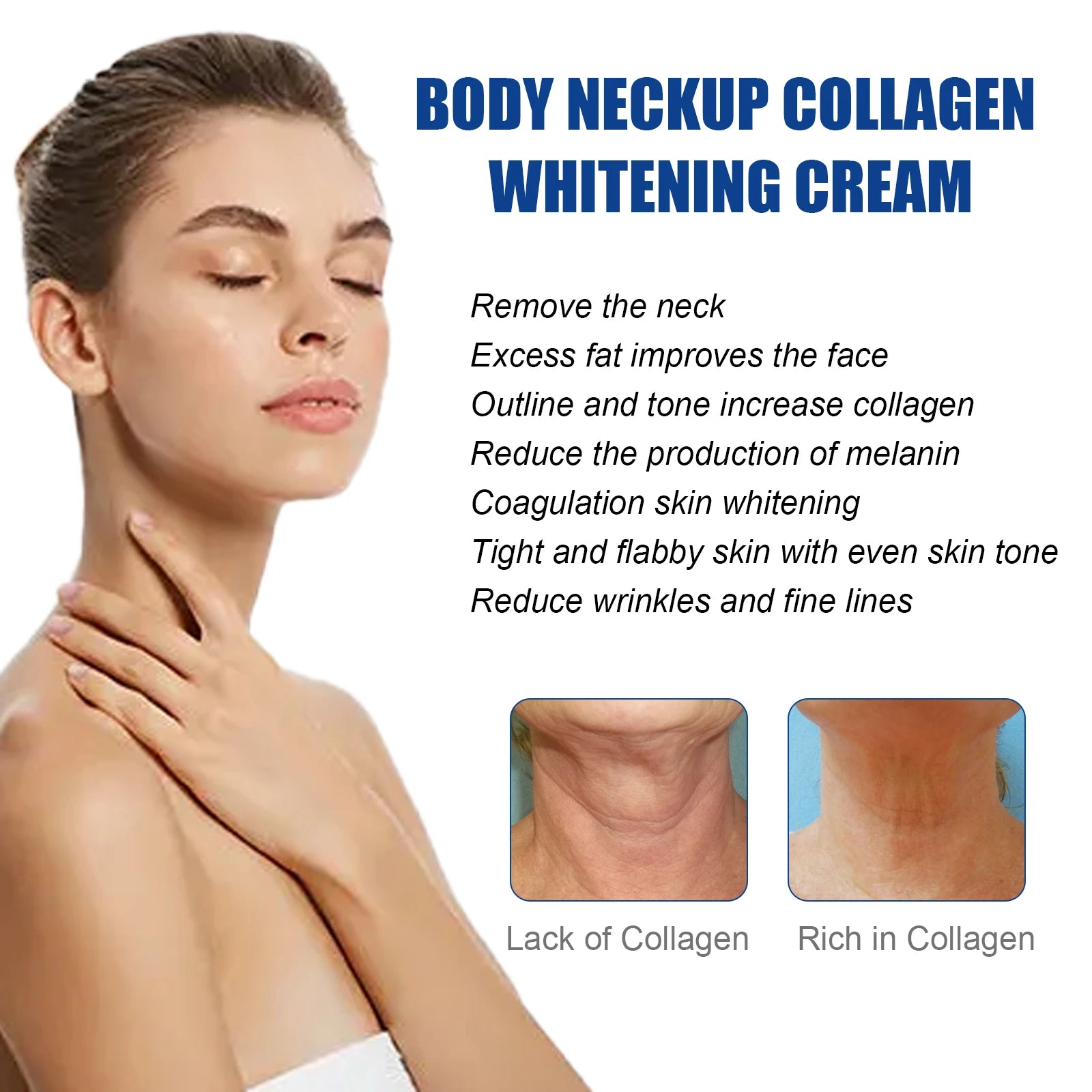 Collagen Neck Cream Lightens Neck Fine Lines Lifting Tightening Remove Double Chin Moisturizing Neck Brightening Cream Skincare Qme
