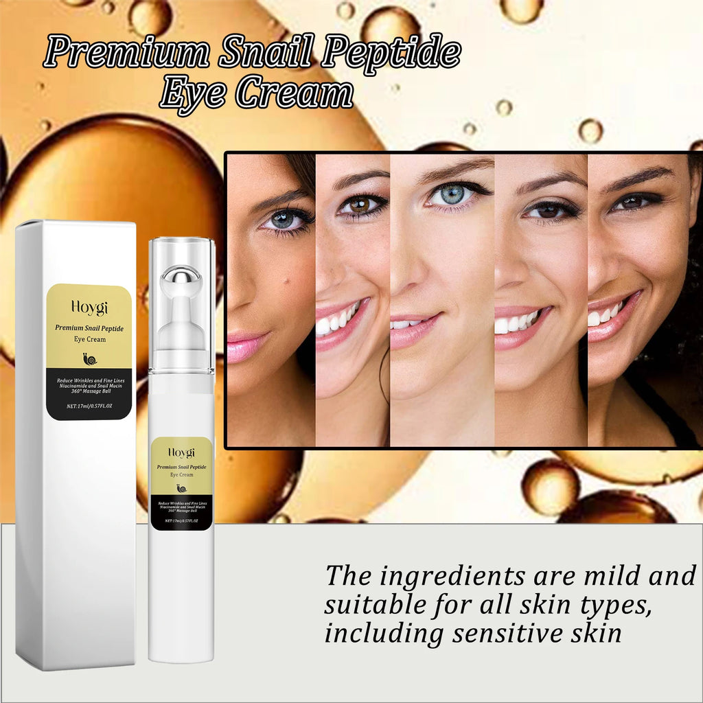 Snail Peptide Eye Cream Remove Eye Bag Anti-Puffiness Fade Dark Circle Firming Skin Roller Massage Nourishing Care Eye Cream Qme