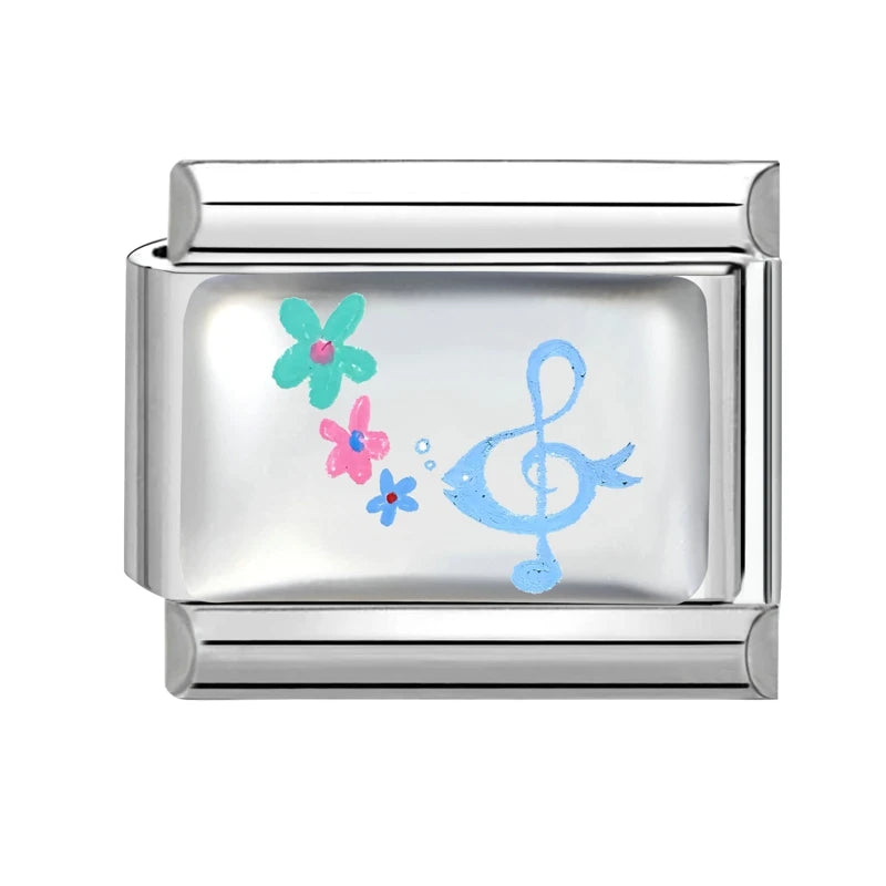 2026 Y2K Rainbow Heart Earth Blue Series Pattern Italian Charm Links