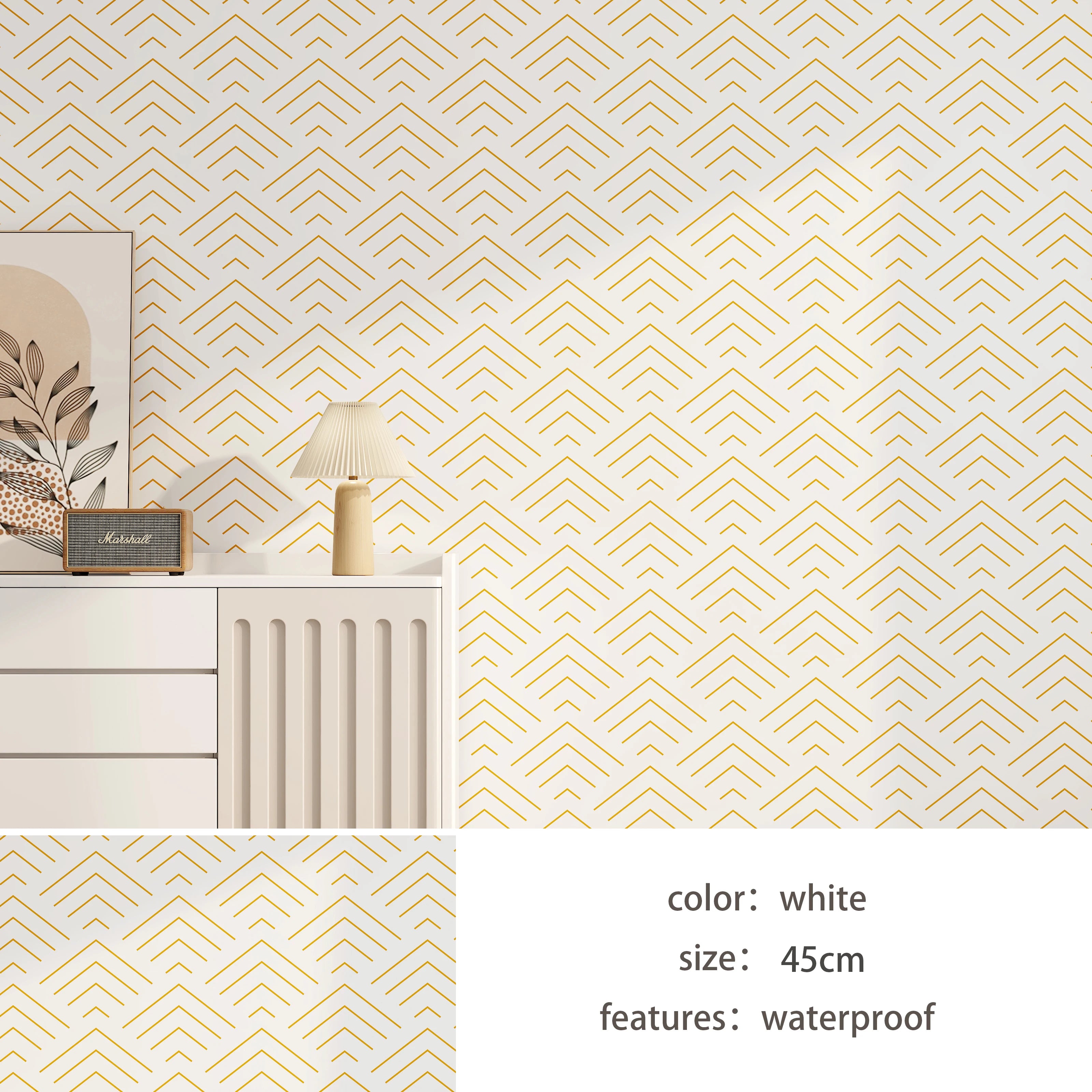 Waterproof Moisture-proof Thickened European Modern Wall Sticker Qme white 45cmX3m