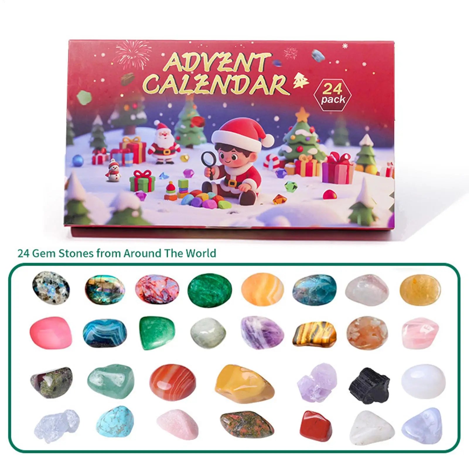 Christmas Calendar Advent Rock Stone Digging Theme 24 Boxes Holiday Qme