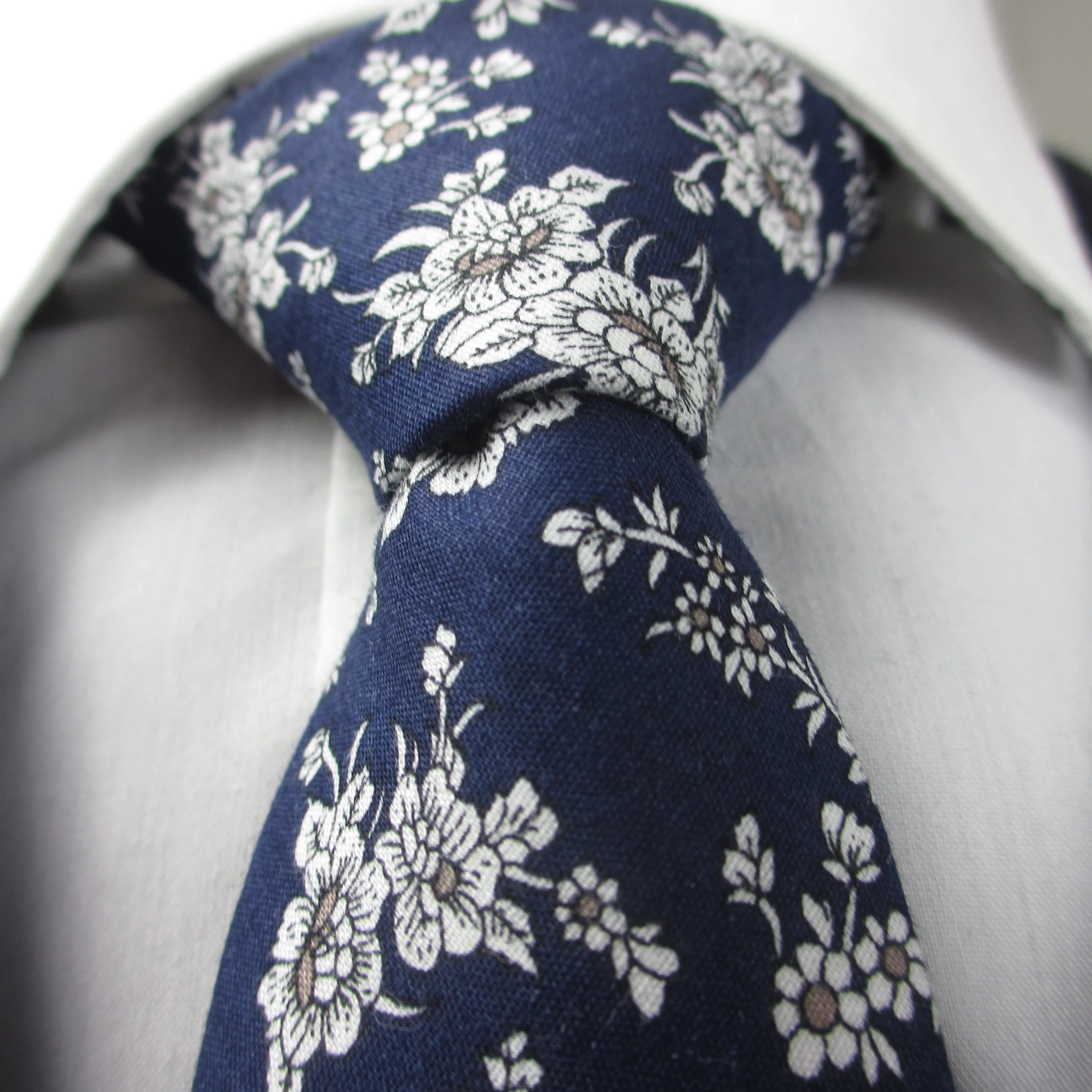 Slim Cotton Necktie Print Custom Classic Fashion Elegant Floral Qme color 2