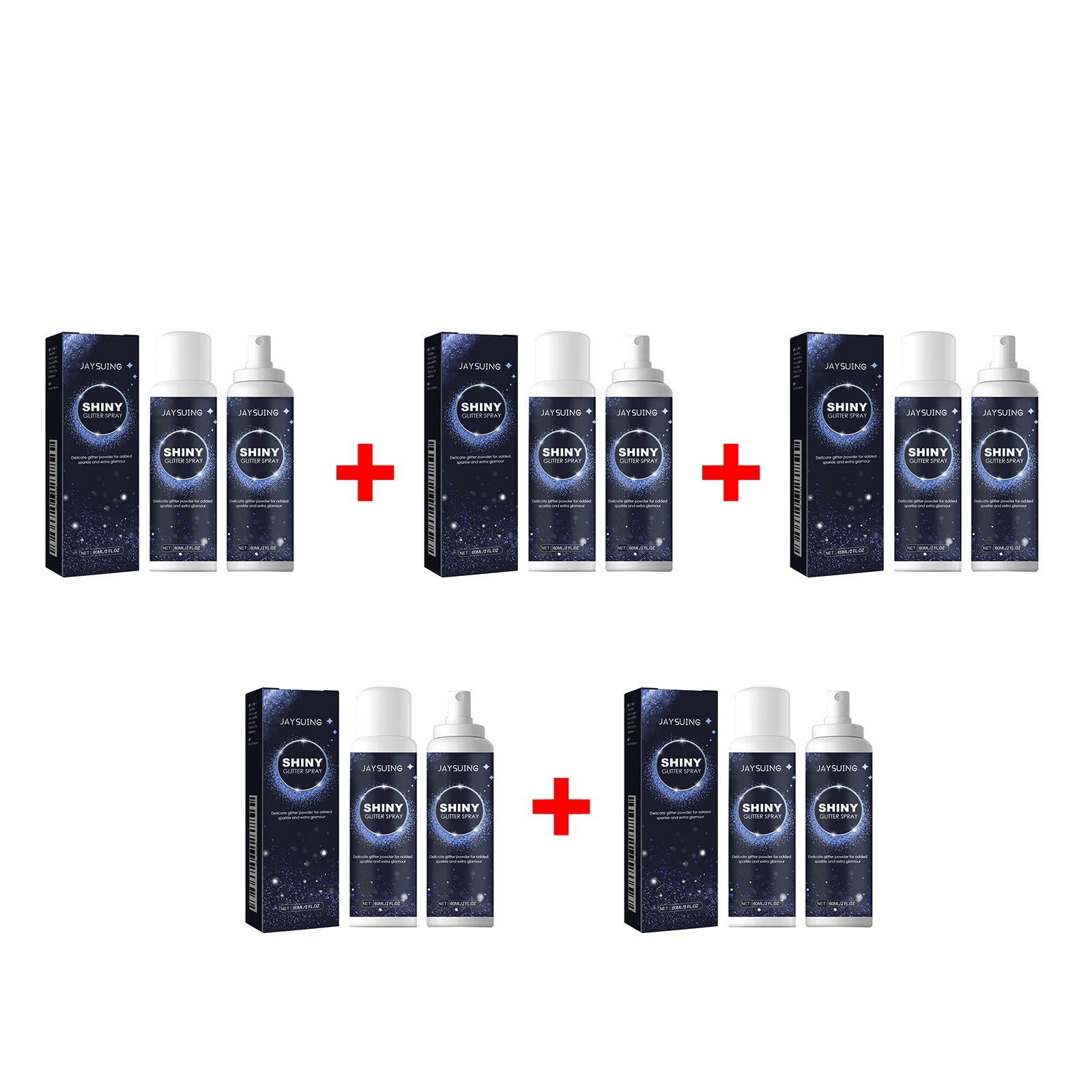 Body Glitter Spray Collarbone Clothes Hair Long Lasting Shimmer Qme 5 x 60ml Boxed