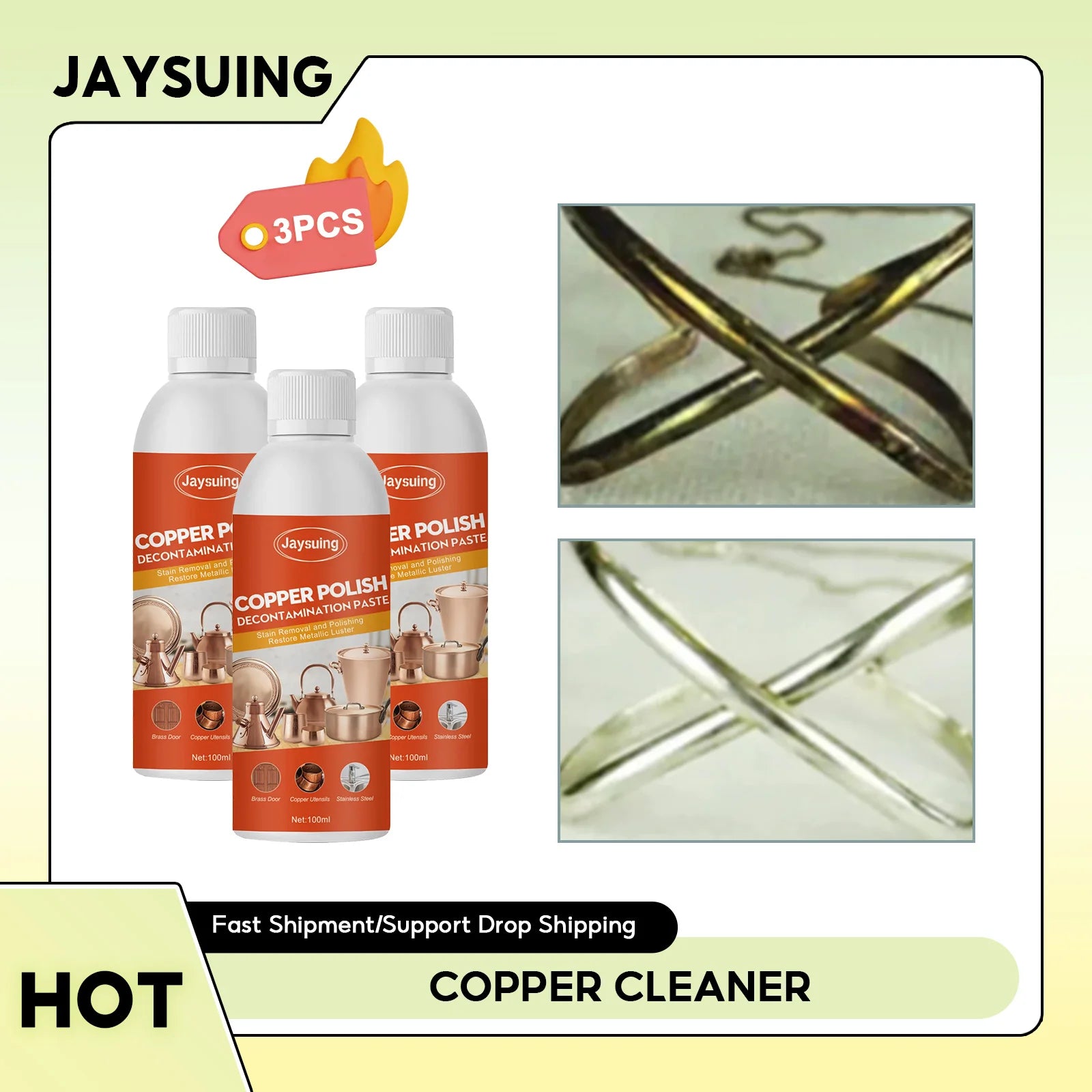 Copper Cleaner Rust Tarnish Remover Metal Stain Clean Kitchen Copperware Brassware Cleaner Copper Polish Decontamination Paste Qme