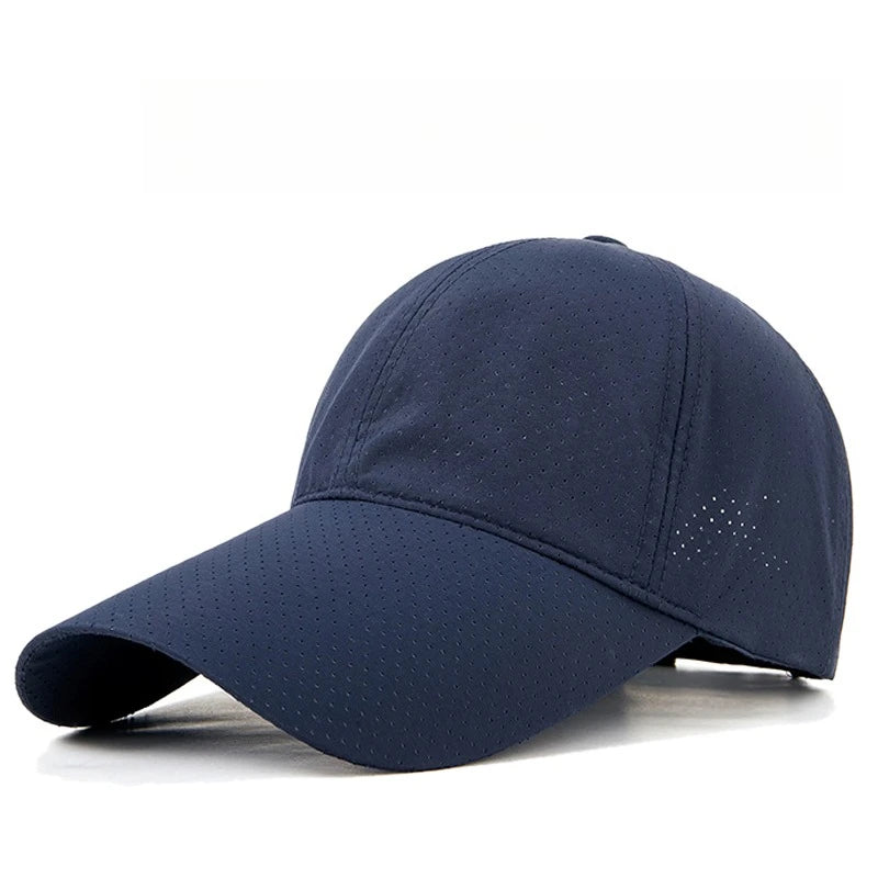 Quick Dry Fishing Hat Ventilated Mesh Long Brim Baseball Cap Outdoor Qme Blue XXL