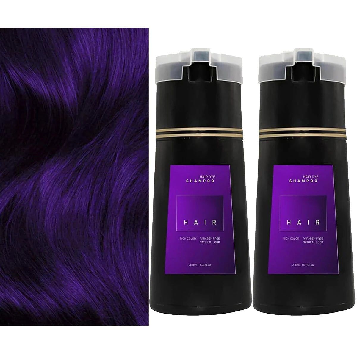1 2 Black Hair Dye Shampoo Nova Instant Coloring Gray Long Lasting Qme 2pcs-purple