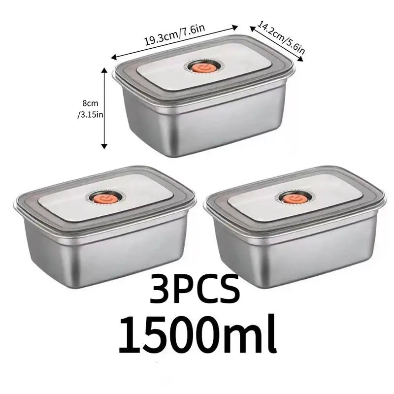 Stainless Steel Camping Lunch Box Sealed Leak-proof Bento Microwave Qme 3PCS 1500ML