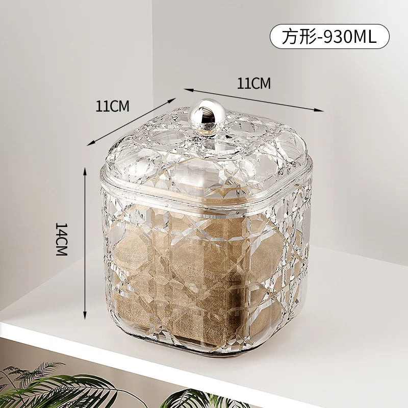 2-Piece Airtight Food Storage Containers for Kitchen Cereal Nuts Spices Grains Dried Fruit Plastic Sealed Canisters with Lids Qme Square 930ml-2Pcs