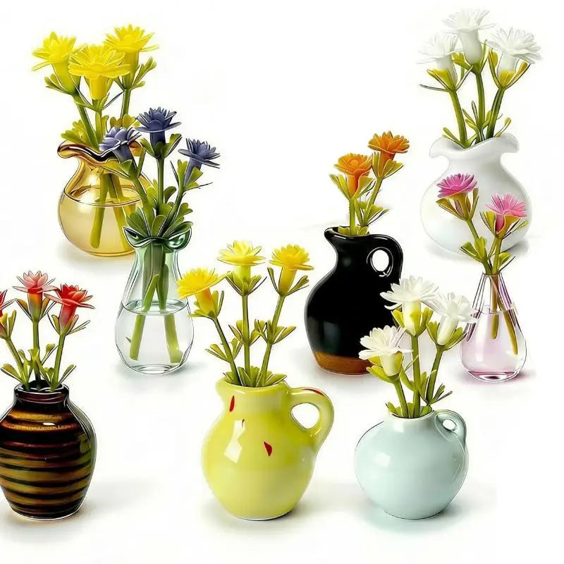 Mini Ceramic Vase Fridge Magnet 3D Micro Landscape Decorative Plant Qme