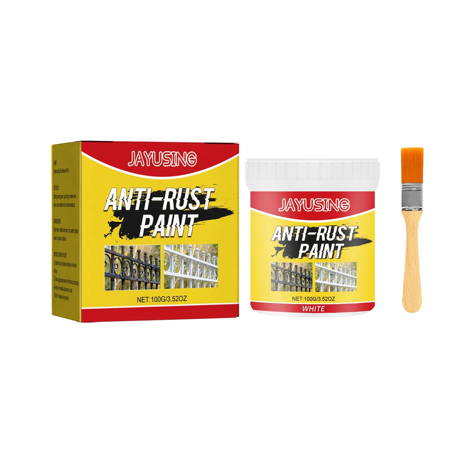 Rust Remover Paint Metal Rust Converter Water Based Metal Renovation Primer Anti Rust Protection Paste Car Rust Conversion Agent Qme 100g white Boxed