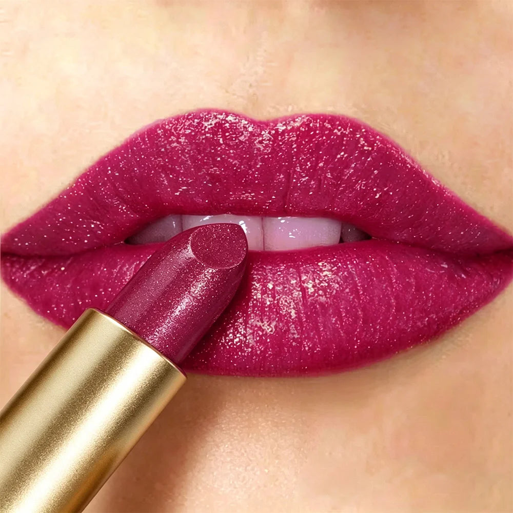 JUJU DREAM Matte Gold Tube Glitter Lipstick Metallic Shine Hydrating Qme